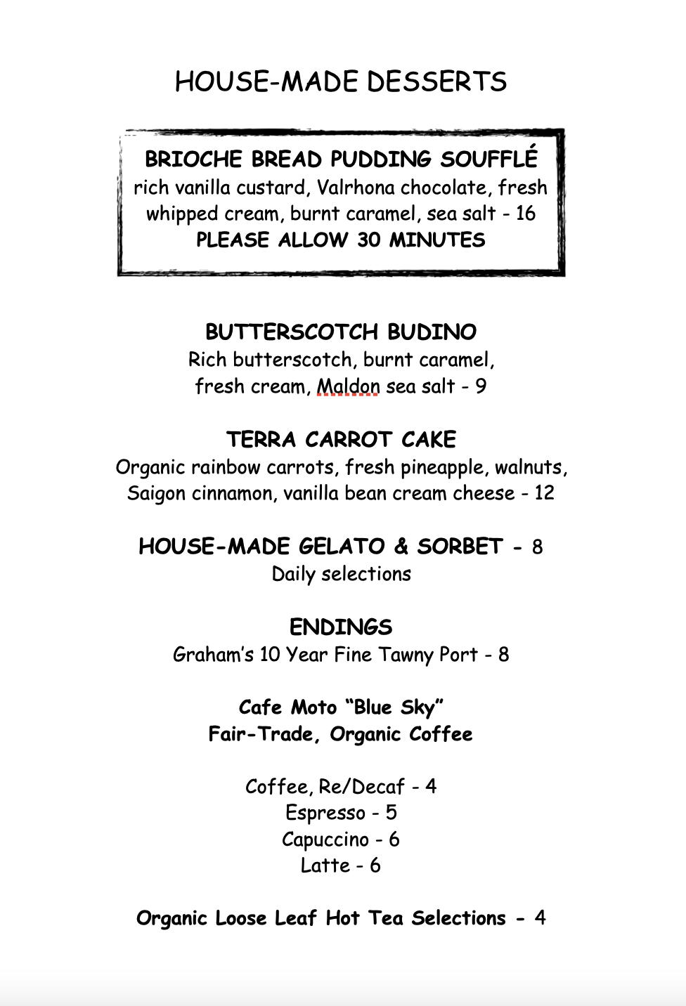 Menus Terra WoodFired Kitchen in Yorba Linda, CA